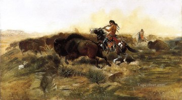 Carne salvaje para hombres salvajes 1890 Charles Marion Russell Indios Americanos Pinturas al óleo